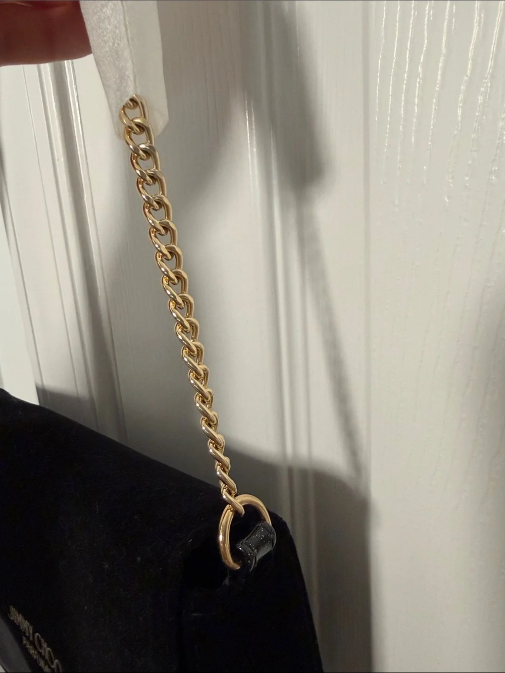 Jimmy Choo Black Velvet & Patent Shoulder Bag